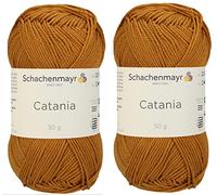 [Set mit 2 Knäuel] SMC Catania Originals 100% merzerisiertes Baumwollgarn, insgesamt 100 g. Je 50 g / 125 m Amigurumi-Garn Fine-Sport 2 (383 Zimt)