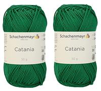[Set mit 2 Knäuel] SMC Catania Originals 100% merzerisiertes Baumwollgarn, insgesamt 100 g. Je 50 g / 125 m Amigurumi-Garn Fine-Sport 2 (430 SMARAGD)