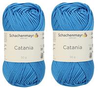 [Set mit 2 Knäuel] SMC Catania Originals 100% merzerisiertes Baumwollgarn, insgesamt 100 g. Je 50 g / 125 m Amigurumi-Garn Fine-Sport 2 (384 Capri)