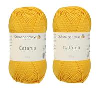 [Set mit 2 Knäuel] SMC Catania Originals 100% merzerisiertes Baumwollgarn, insgesamt 100 g. Je 50 g / 125 m Amigurumi-Garn Fine-Sport 2 (208 Sonne)