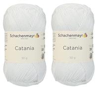 SMC Catania Originals 100 % merzerisiertes Baumwollgarn, insgesamt 100 g, 50 g, 125 m, Amigurumi Garn Fine-Sport 2 (106 Weiß)