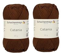 [Set mit 2 Knäuel] SMC Catania Originals 100% merzerisiertes Baumwollgarn, insgesamt 100 g. Je 50 g / 125 m Amigurumi-Garn Fine-Sport 2 (157 Marone)