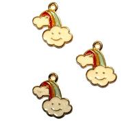 Set mit 3 Anhängern, goldfarbenes Metall, Regenbogen, 17 x 17 mm (02)