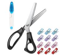 Set mit Stoffscheren, Zick-Zack, dunkles Zacken-Set, mit 12 Nähklammern und 1 Schere in U-Form am Kreuzstich - für Kleidung, Papier, Leder (Stil 1)