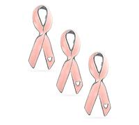 Set Of 3- Prävention Und Awareness Rosa Band Brustkrebs Survivor Brosche Pin Offenes Herz Emaille Silber Vergoldet Inspirational Zubehör Für Frauen