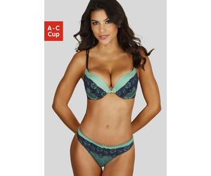 Set: Push-up-BH MELROSE, Damen, Gr. 75 (36/38), Cup C, grün (grün, marine), Obermaterial: 60% Polyamid, 35% Polyester, 5% Elasthan. Unterteil: 90% Polyamid, 10% Elasthan, BH-Sets, Dessous (30095413-75