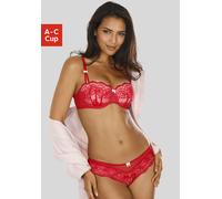 Set: Schalen-BH S.OLIVER, Damen, Gr. 80 (40/42), Cup A, rot (rot, rose), Obermaterial: 60% Polyamid, 35% Polyester, 5% Elasthan. Unterteil: 90% Polyamid, 10% Elasthan, BH-Sets, mit feiner, blumiger Sp
