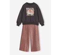 Set Sweatshirt & Samt-Hose Mädchen grau Gr. 98/104 von Vertbaudet