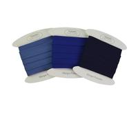 Set von Schrägband aus Baumwolle - Farben: Königsblau, Indigo und Dunkelblau - Einfach zu nähen und ideal zum Veredeln Ihrer Kreationen (Satz mit 3 Stück (5 Meter pro Farbe), Satz H)