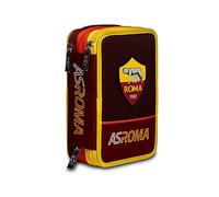 Seven AC Rom Federmäppchen, Federtasche für Schreibwaren, Etui komplett mit Bleistiften, Filzstiften, Schulmaterial, mit 3 Fächern, Mädchen, Schule - Grundschule, XXL Fußball rot gelb