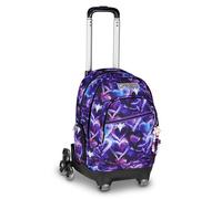 Seven Comby Schultrolley mit 8 Rädern, Lovepass, Violett, 31 l, zerlegbar, Verwendung als Rucksack, Mehrzweck-Taschen, Laptoptasche, faltbare Struktur, Teleskopstange, Grund- und Mittelschule, Mädchen