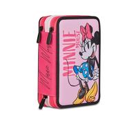 Seven Disney Federmäppchen mit 3 Fächern, Motiv: Minnie Maus, Rosa, dreifach, komplett mit Bleistiften, Markern, Farben, Zubehör Rucksack, Grundschule, Medium, Rosa, Taglia Unica, Modern