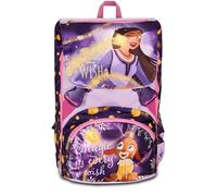 SEVEN Disney Schulrucksack, erweiterbar - WISH STRONG HEART, BRIGHT SPIRIT, lila - doppeltes Fach mit Trinkflaschenhalter, Mädchen - Disney-Prinzessinnen, mehrfarbig, Taglia unica, Erweiterbarer