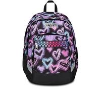 Seven Ergonomischer Schulranzen, Tornister für Schule Sport Freizeit, Schulrucksack für Kinder Mädchen und Jungen, mit Trinkflaschenfach, gepolstert, nachhaltig, schwarz mit Herzen