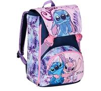 Seven Schulrucksack Disney - LILO & STITCH 2CUTE, hellblau und rosa - Doppelfach durch Reißverschluss und mit Trinkflaschenhalter, Rucksack für Mädchen, hellblau, Erweiterbarer Rucksack