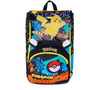 Seven Pokémon Rucksack mit doppeltem ausziehbarem Fach, Schwarz, Maxi Fassungsvermögen, vorgeformte Rückenlehne, Kinder, Grundschule, Schwarz, Taglia unica, Casual