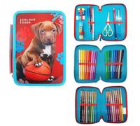 Seven Federmäppchen Colour Code, Federmäppchen mit 3 Reißverschlüssen, mit Tiermotiven, rot, Modern