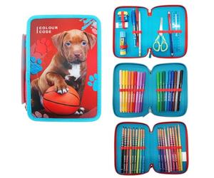 Seven Federmäppchen Colour Code, Federmäppchen mit 3 Reißverschlüssen, mit Tiermotiven, rot, Modern