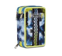 Seven Federmäppchen für die Schule mit 3 Reißverschlüssen, grau, dreifach Fach mit Stiften, Bleistiften, Farben, Zubehör Rucksack, Grundschule, Kinder, grau, Taglia Unica