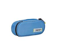 SEVEN Federmäppchen für die Schule, Round Plus, Hellblau, Freethink, oval, mit Innentasche und elastischen Stifthaltern, Zubehör Rucksack, Grundschule, Mittel, Oben, Jungen Mädchen, hellblau, Taglia