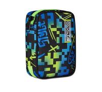 Seven Federmäppchen für die Schule, Speed Pad, Blau, Mono-Fach mit abnehmbaren Planken, komplett mit Stiften, Bleistiften, Farben, Zubehör Rucksack, Grundschule, Kinder, blau, Taglia Unica