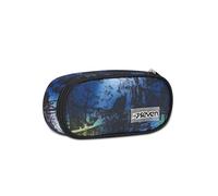 SEVEN Federmäppchen für Schule Round Plus, Blau, Freethink Boy, ovales Federmäppchen mit Innentasche und elastischen Stifthaltern, Zubehör Rucksack, Grundschule, Mittel, Oben, Kinder, Jungen, blau,