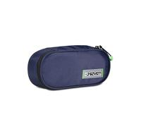 Seven Federmäppchen für Schule Round Plus, Blau, Freethink, oval, mit Innentasche und elastischen Stifthaltern, Zubehör Rucksack, Grundschule, Mittel, Oben, Jungen Mädchen, blau, Taglia Unica, Modern