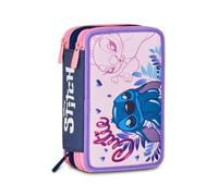 Disney Federmäppchen für die Schule mit 3 Fächern, Lila & Stitch - 2CUTE, mehrfarbig - Federmäppchen mit mehreren Fächern mit Bleistiften, Stiften und Farben, mehrfarbig, Taglia Unica, Modern
