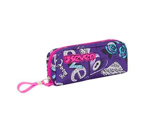 Seven Federmäppchen, Mäppchen, Federtasche für Schreibwaren, Mädchen&Jungen, Schule und Gymnasium, Teenager, blau/pink, Keys