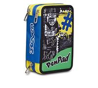 Seven Federmäppchen, Mäppchen, mehrfarbig, Federtasche für Schreibwaren, Etui mit Stiften, Kugelschreiber, & mehr, 3 Fächer, Mädchen & Jungen, Schule - Grundschule, XXL, gelb/blau
