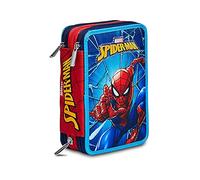 Seven Federmäppchen, Mäppchen, Mehrfarbig, nachhaltiges Gewebe, Federtasche für Schreibwaren, mit Stiften, Kugelschreiber & mehr, 3 Fächer, Mädchen & Jungen, Schule&Grundschule, XXL Spiderman Marvel