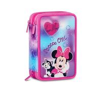 Seven Federmäppchen Minnie mit 3 Reißverschlüssen, 3 Fächer, komplett mit Bleistiften, Filzstiften, Farben, Zubehör Rucksack, Grundschule, Mittel, Ober, Blue Deep, Mädchen und Mädchen, Rosa