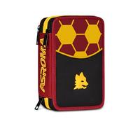 Seven Federmäppchen mit 3 Reißverschlüssen, Rom, Rot, Dreifachfach, 45 Stück, Schreibwaren-Set enthalten, Zubehör Rucksack, Grundschule, Kinder und Jugendliche, Fußball, offizielles Produkt