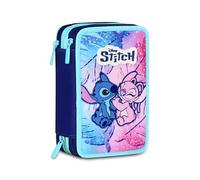 Seven Federmäppchen mit Lilo&Stitch, Mäppchen, Mehrfarbig, Federtasche für Schreibwaren, Etui komplett mit Bleistiften, Filzstiften, Schulmaterial, mit 3 Fächern, Schule - Grundschule, XXL, 44-teilig