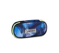 Seven Federmäppchen Schule Round Plus Blau Fusion, Blau, ovales Federmäppchen, Innentasche mit Reißverschluss, elastische Stiftschlaufen, Zubehör Rucksack, Kinder, Jungen, mittlere und obere Schule