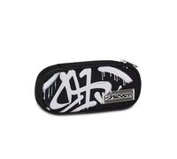 Seven Federmäppchen Schule Round Plus Plumy Line Boy, Schwarz, ovales Federmäppchen, Innentasche, elastische Stiftschlaufen, Zubehör Rucksack, Kinder, Jungen, Mittelschule und Oberschule