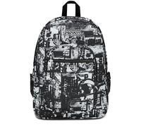 Seven Freethink Rucksack, Schultasche Schulranzen für Mädchen Jungen, Tornister mit Doppelfach und Trinkflaschenfach, gepolstert, für Schule, Sport, Freizeit; USB-Ladeanschluss, schwarz/weiß