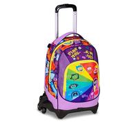 Seven Inside Out 2 Schultrolley Jack 3 Räder, Lila, 3 in 1, Dreifach-Rucksack mit abnehmbarem Wagen, 33 l, Grundschule, Mädchen