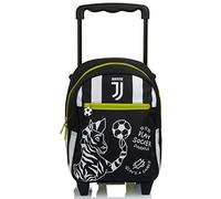 Seven Juventus 2 in 1, Schulranzen mit Rollen, Rucksack mit Trolleyfunktion für Kinder, ab 1. Klasse, für Schule, Reisen, Mädchen&Jungen, Fußball, schwarz-weiß