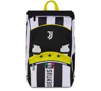 Seven Juventus Rucksack mit doppeltem ausziehbarem Fach, weiß und schwarz, großes Fassungsvermögen, vorgeformte Rückenlehne, Kinder, Grundschule, Fußball, Schwarz, Taglia unica, Casual
