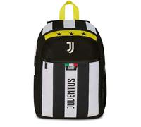 Seven Juventus Rucksack mit zwei Fächern, Weiß und Schwarz, Fronttasche mit Reißverschluss und Tasche für Trinkflasche, Kinder, Grundschule, Fußball, Schwarz, Taglia unica, Casual