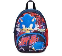 SONIC Kindergartenrucksack klein, rot blau - Seitentaschen für Trinkflasche, Fronttasche, Kindergartenrucksack für Kinder - Schulrucksack für Kinder, mehrfarbig, Kindergartenrucksack