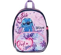 Seven Kleiner Kindergartenrucksack Disney - Lilo & Stitch, hellblau und rosa - Seitentaschen für Trinkflasche, Fronttasche, Kindergartenrucksack für Mädchen - Schulrucksack für Kinder, Mehrfarbig,