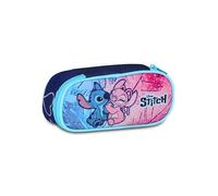 Seven Lilo & Stitch Federmäppchen Schule Round Plus, hellblau und rosa, ovales Federmäppchen mit Gummibändern und Tasche für Stifte, Bleistifte und Zubehör, Grund- und Mittelschule, Mädchen und