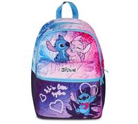 Seven Lilo & Stitch Rucksack mit Doppelfach, Blau, Fronttasche mit Reißverschluss und Tasche für Trinkflasche, Mädchen, Grundschule, blau, Taglia unica, Casual