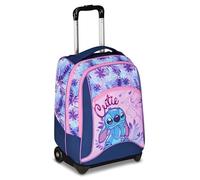 Seven Lilo & Stitch Schulranzen mit Rollen, 2 in 1 Schulrucksack mit Trolley, Rucksack mit Trolleyfunktion für Kinder, 1.-4. Klasse, 6-10 Jahre, Geschenk Jungen, Mädchen, lila