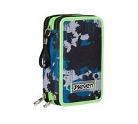 Seven, Mäppchen, Mehrfarbig, Federtasche für Schreibwaren, Etui mit Stiften, Kugelschreiber, & mehr, 3 Fächer, Mädchen & Jungen, Schule - Grundschule, XXL, grün