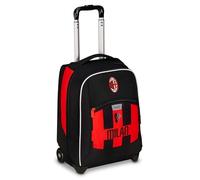 Seven Milan Big Trolley für die Schule, Rot und Schwarz, Fußballmannschaft, 2 in 1, doppelter Gebrauch, Trolley und Rucksack, Grundschule, Kinder, Schwarz, Taglia unica, Casual