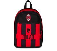Seven Milan Rucksack mit Doppelfach, Rot und Schwarz, Fußballmannschaft, Fronttasche mit Reißverschluss und Tasche für Trinkflasche, Kinder, Grundschule, rot, Taglia unica, Casual