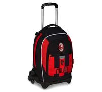 Seven Milan Schultrolley Jack 3 Räder, Rot Schwarz, Fußballmannschaft, Rucksack mit abnehmbarem Trolley 33 Liter, für Grund- und Mittelschule, Kinder, rot, Taglia unica, Casual